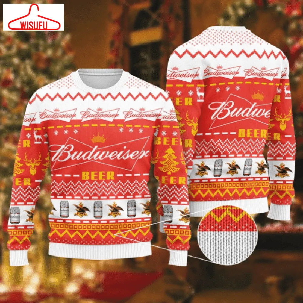 Budweiser Ugly Sweater Gifts, Budweiser Gift Fan Ugly Sweater