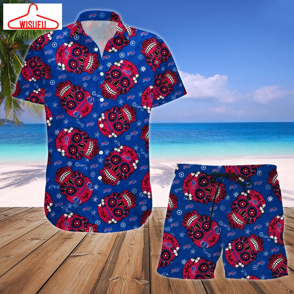 Buffalo Bills Nfl Skull Hawaiian Shirt And Short, New Fashion Gifts