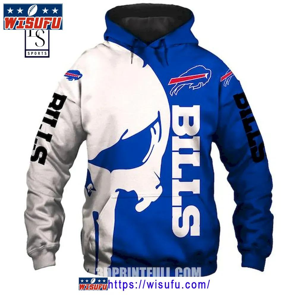 Buffalo Bills The Punisher Skull Hoodie 3d