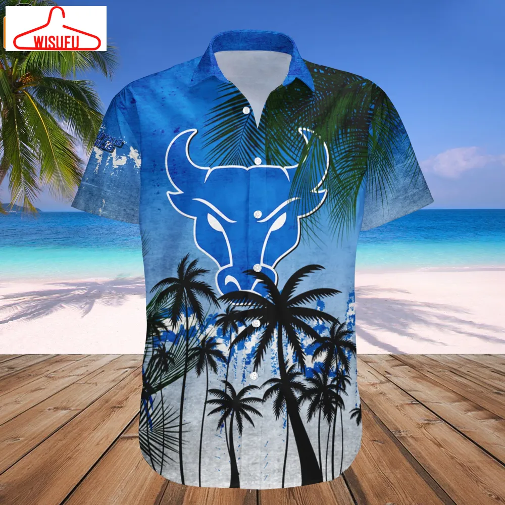 Buffalo Bulls Coconut Tree Tropical Grunge Hawaiian Shirt, New Fashion Gifts