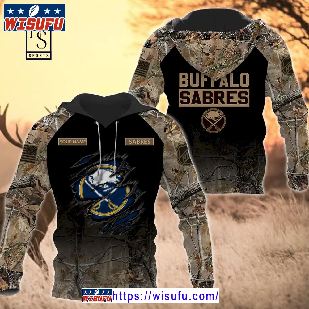 Buffalo Sabres Personalized Hunting Camo Hoodie 3d