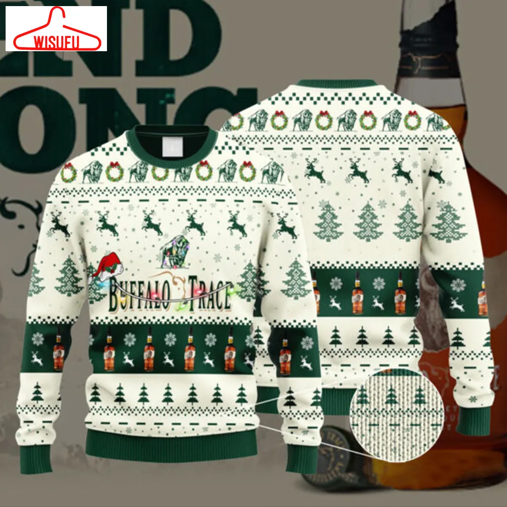 Buffalo Trace Santa Hat Ugly Christmas Sweater