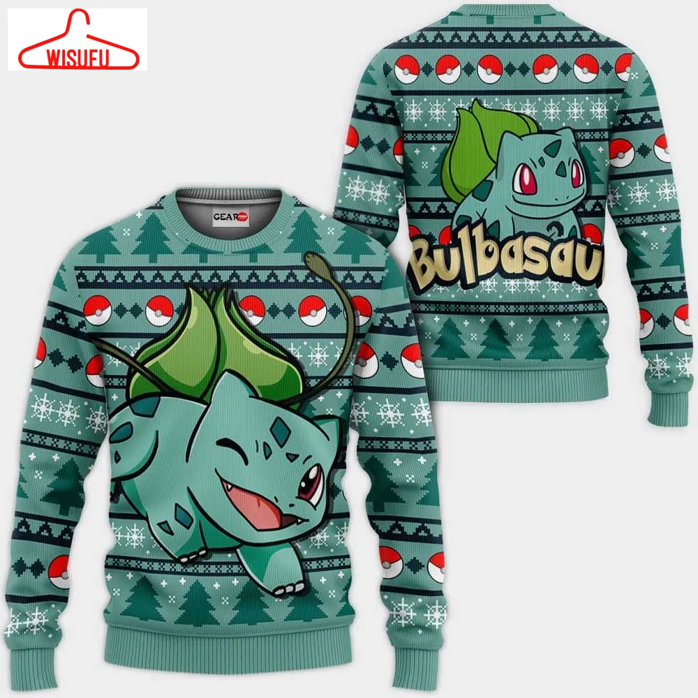 Bulbasaur Ugly Christmas Sweater Anime Gifts, Anime Ugly Christmas Sweater Gift For Family