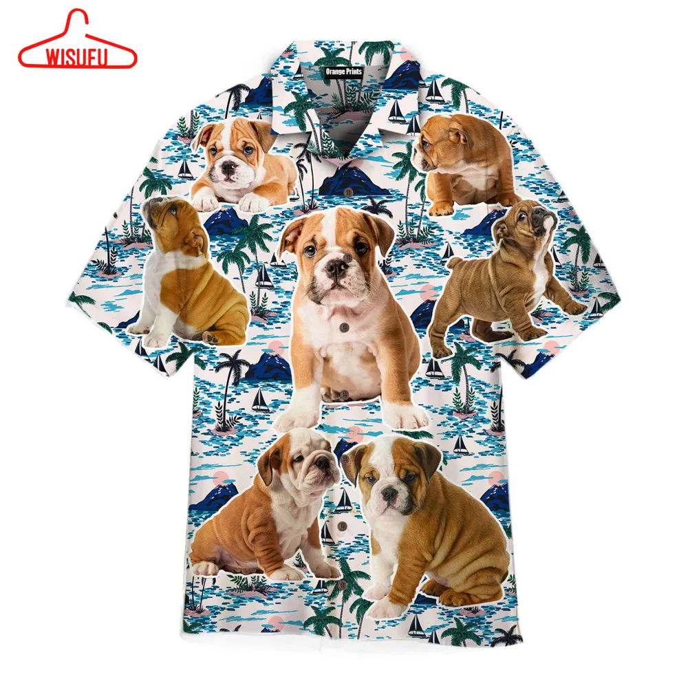 Bull Dog Puppy Hawaiian Shirt