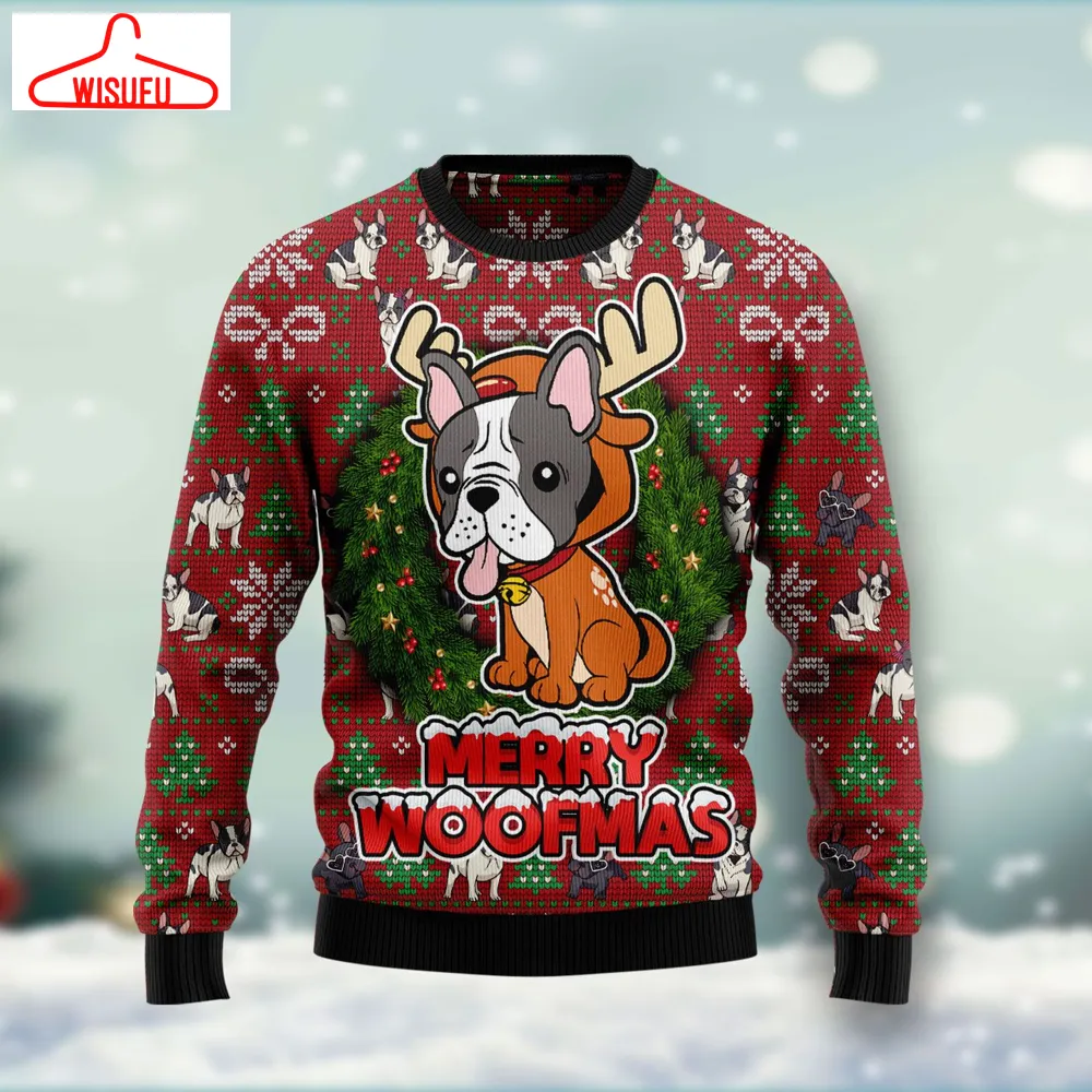 Bulldog Reindeer Ugly Christmas Sweater - For Men & Women - Adult - New Winter Fashion Shirt Gift For Family