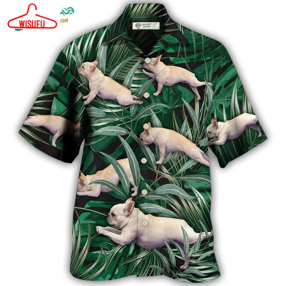 Bulldog Yoga Pose Tropical Hawaiian Shirt- Wisufu Aloha