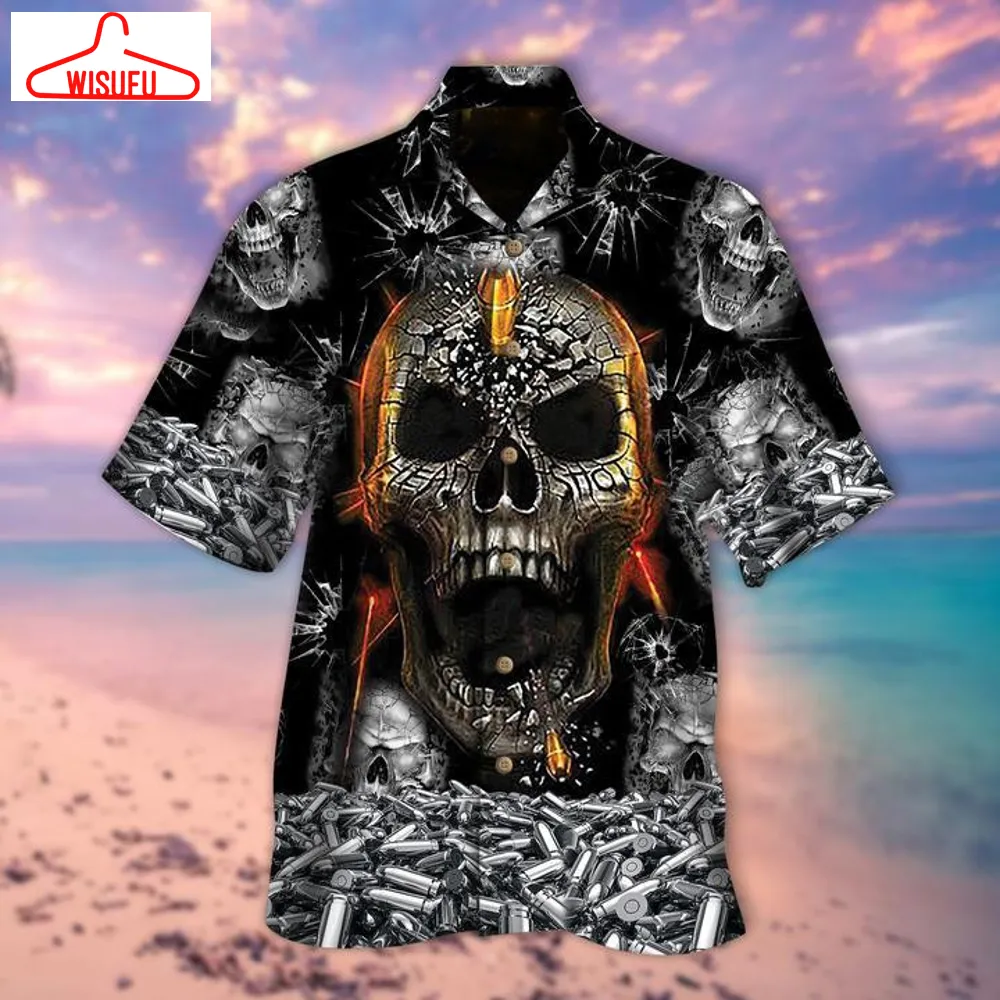 Bullet Skull Halloween Hawaiian Shirt