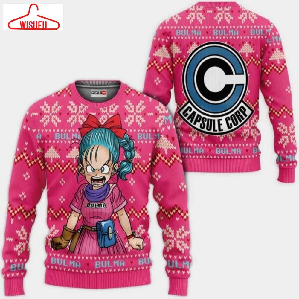 Bulma Ugly Christmas Sweater Anime Dragon Ball Xmas Gifts 1k88,dragon Ball Anime Xmas Christmas Gift Fan