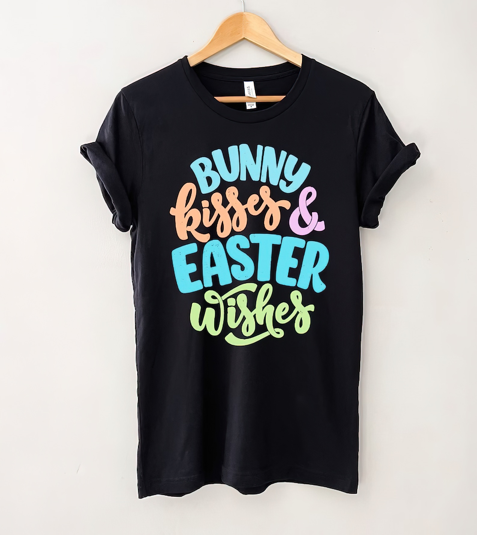 Bunny Kisses Easter Wishes T-Shirt, Cute Easter Shirt, Gift For Easter Day, Easter Bunny Outfit, Easter Family Shirt, Easter Matching Shirt-gigapixel-standard-scale-2_00x