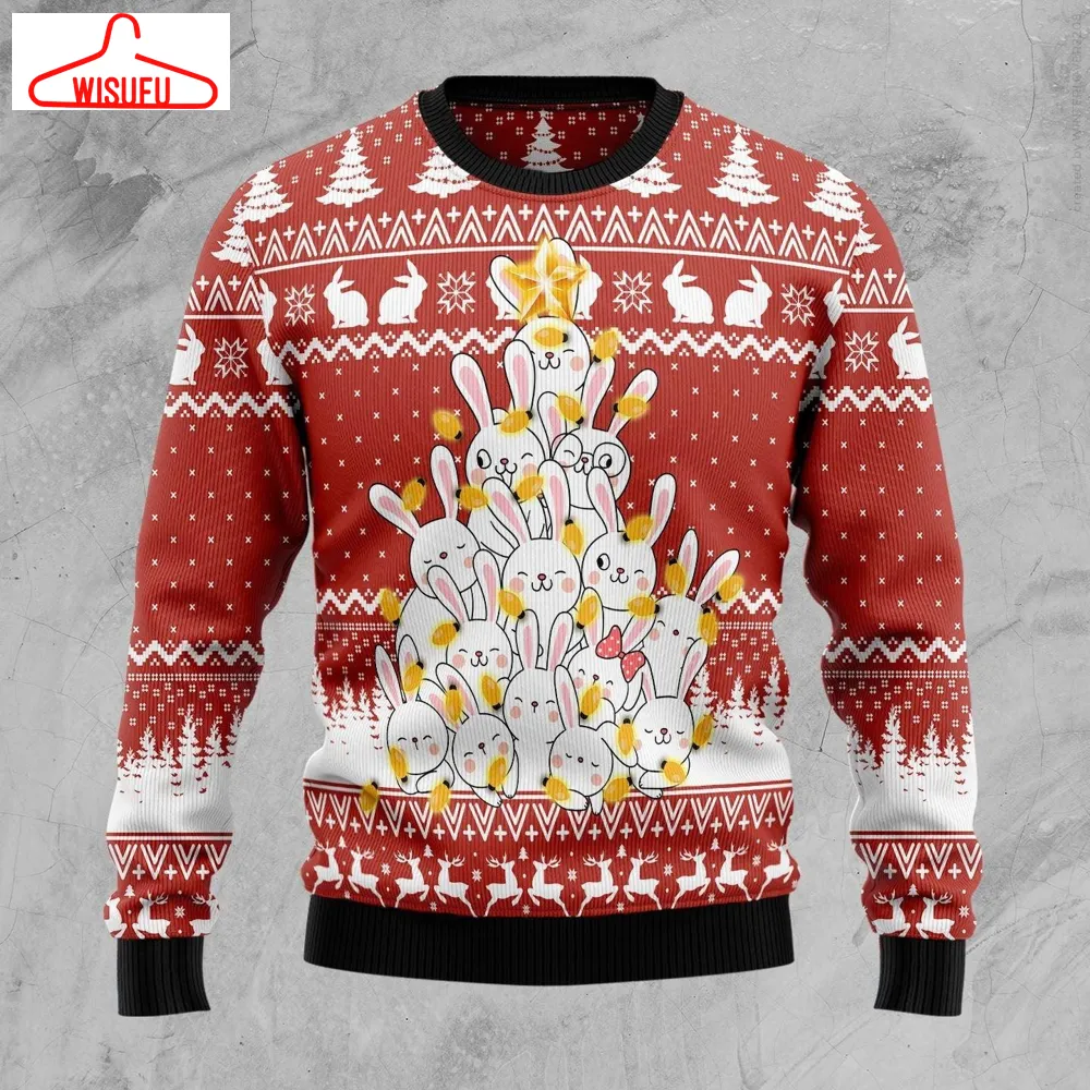 Bunny Tree Xmas Ugly Christmas Sweater - For Men & Women - Adult - New Winter Fashion Shirt Gift For Family