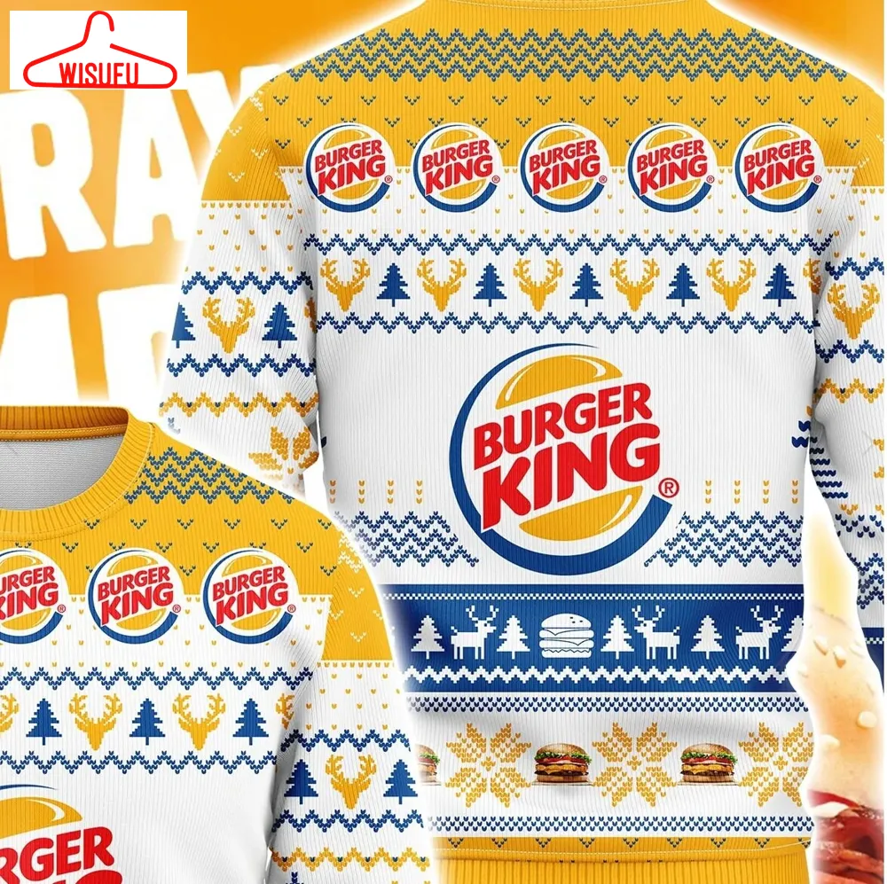 Burger Kings Ugly Knitted Christmas Sweatshirt, Burger Kings Xmas Sweater, Christmas Sweater, Ugly Christmas Sweater