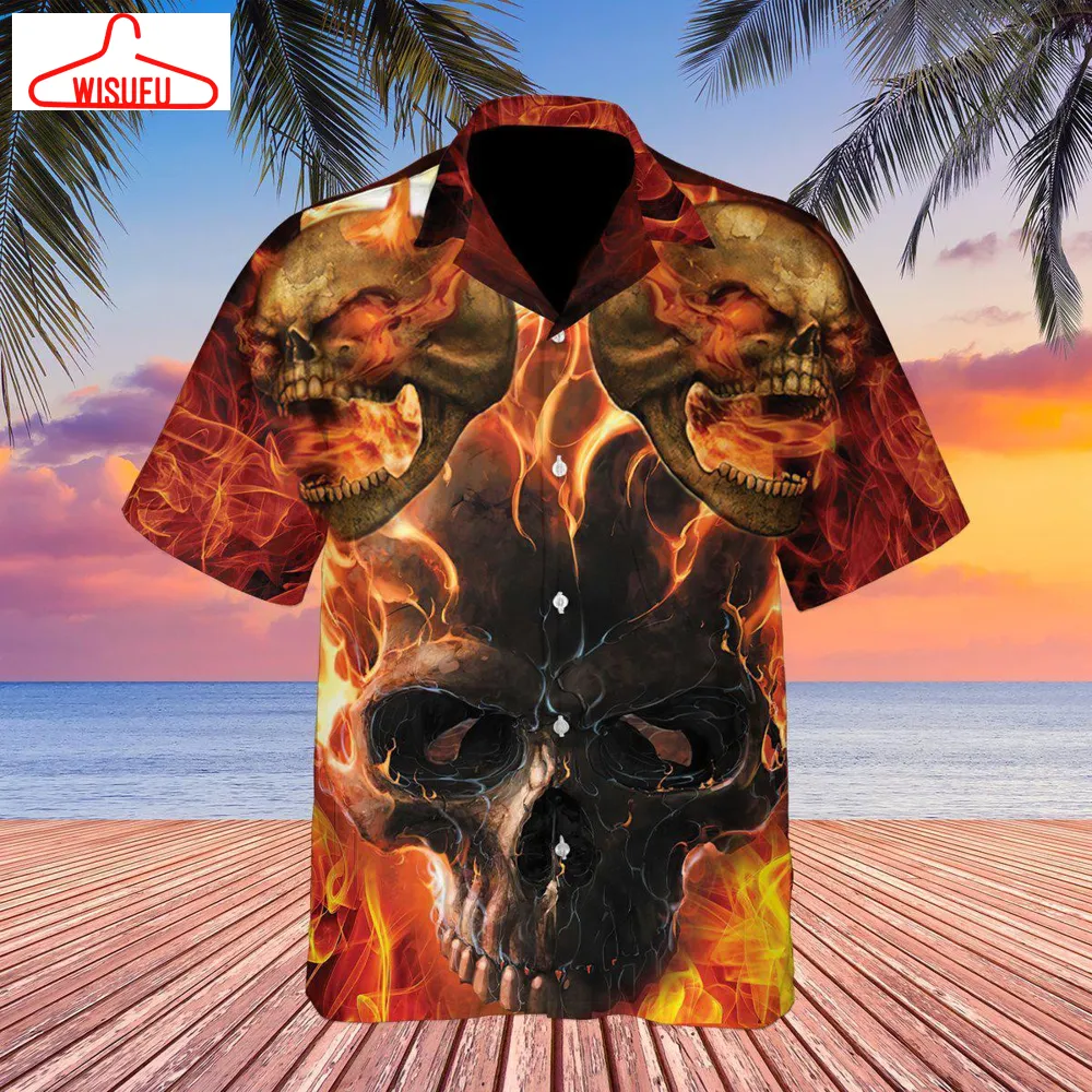 Burning Skull Hawaiian Shirt