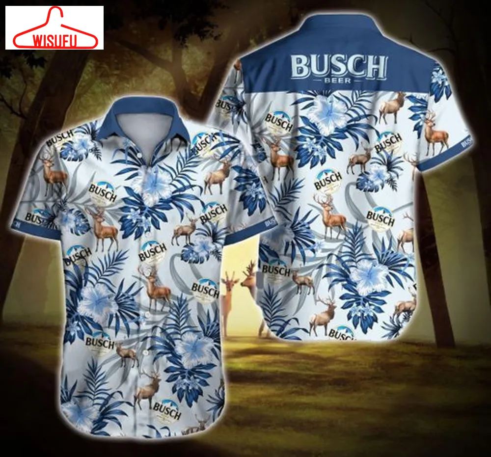 Busch Beer Hawaiian Graphic Print Short Sleeve Hawaiian Casual Shirt Size S - 5xl, New Fashion, Best Gift Ideas, New Fashion Gifts