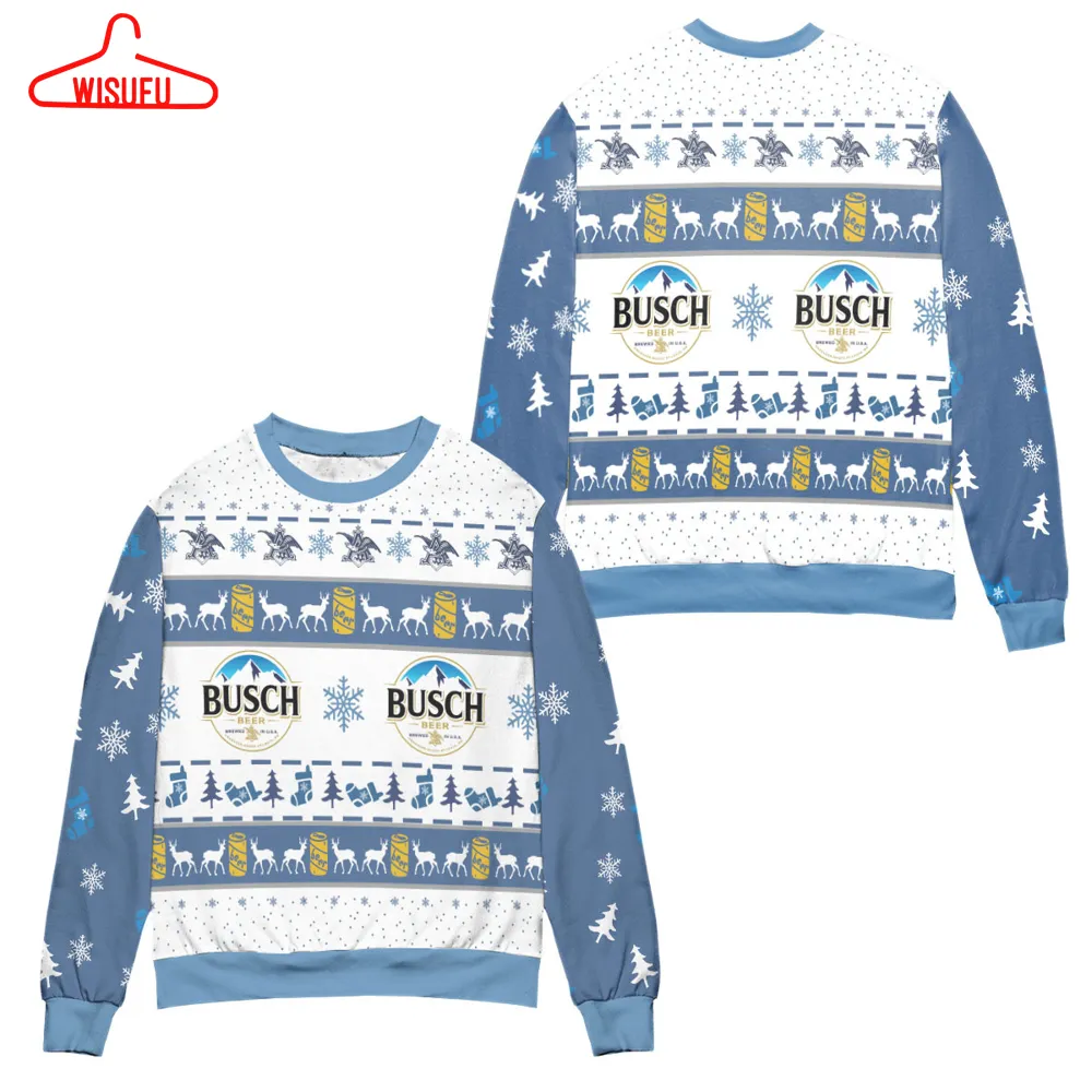 Busch Beer Snowflake & Socks Pattern Ugly Christmas Sweater