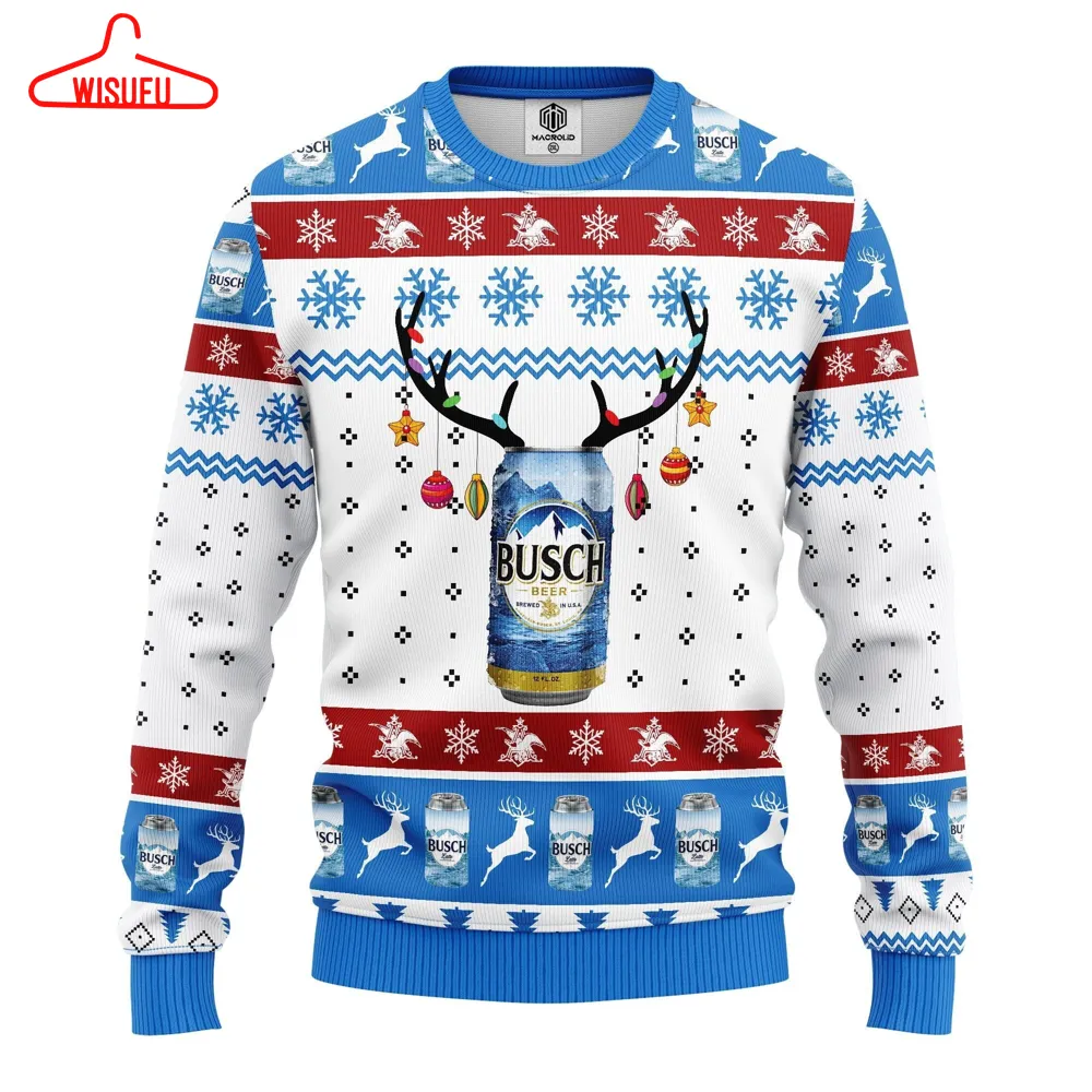 Busch Blue Beer Ugly Knitted Christmas Sweatshirt, Busch Light Ugly Xmas Sweater, Christmas Sweater, Ugly Christmas Sweater