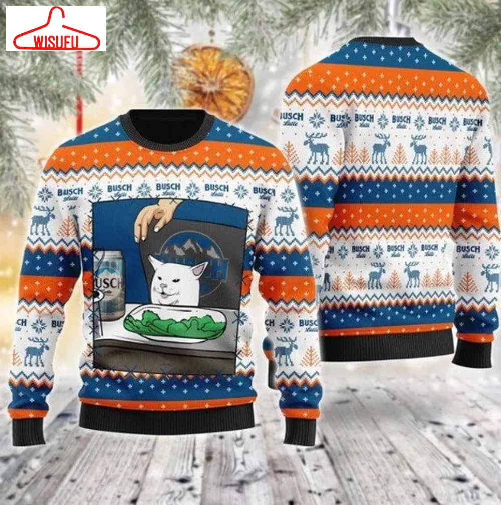 Busch Latte Cat Meme Ugly Christmas Sweater, Busch Latte Xmas Sweater, Christmas Gift Sweatshirt, Gift Man Womenkid