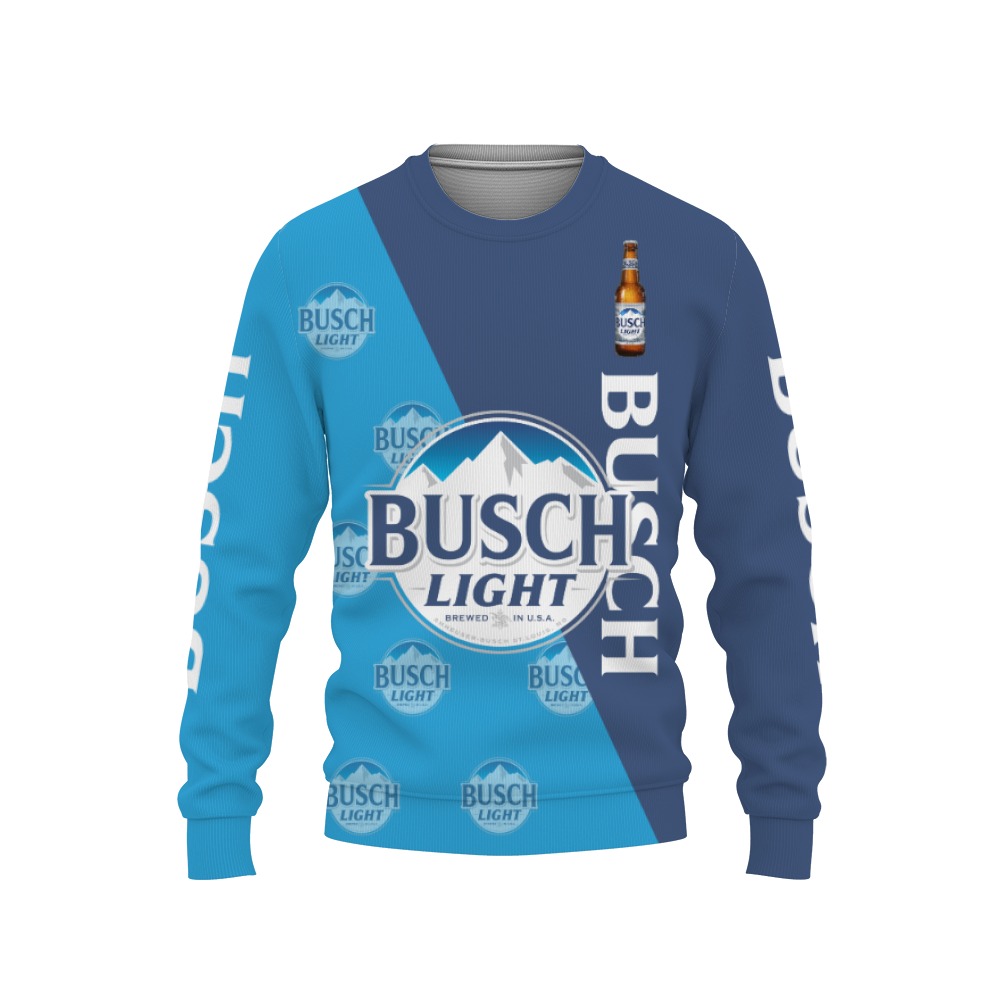 Busch Light Beers Beers And Whiskey Pattern Logo-3D Sweatshirt