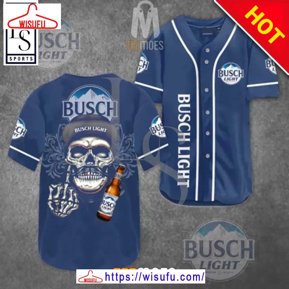 Busch Light With Skull Wearing Hat Baseball Jersey, New Fashion Gifts