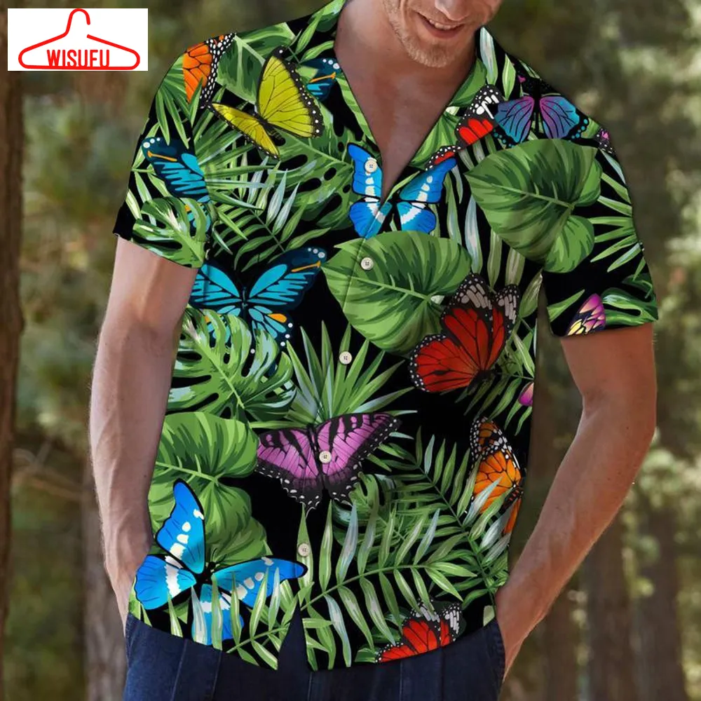 Butterfly Green Tropical Hawaiian Shirt