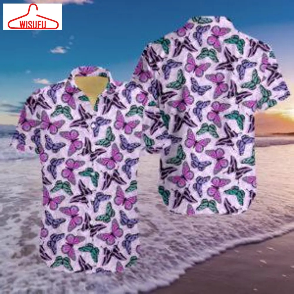 Butterfly Hawaiian Shirt - For Men & Women - Adult - Hw1249, New Hawaiian Holiday Outfits, New Fashion Gifts