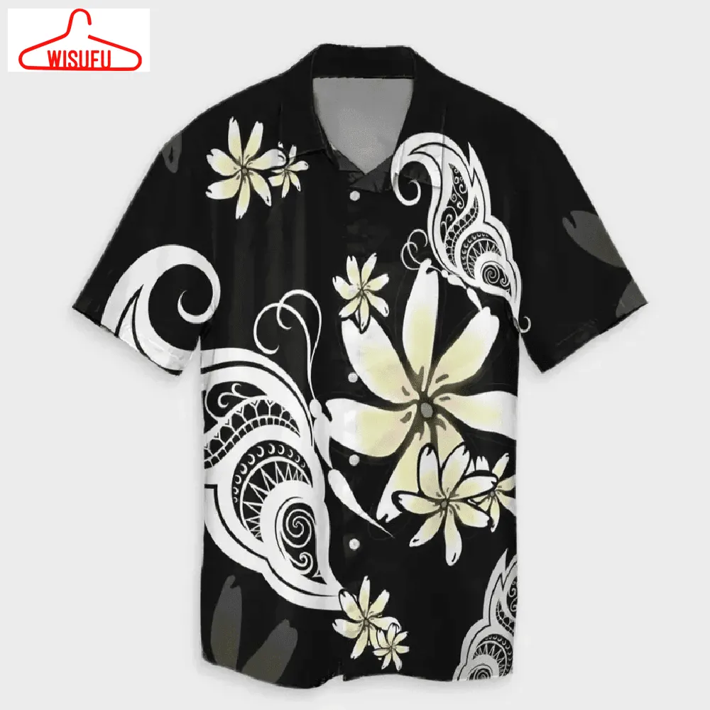 Butterfly Plumeria Polynesian Hawaiian Shirt