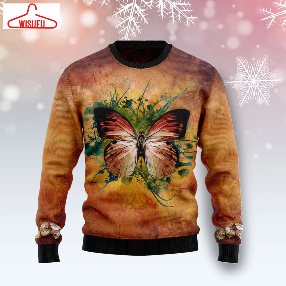 Butterfly Vinta-ge Ugly Christmas Sweater - For Men & Women - Adult - New Winter Fashion Shirt Gift For Family