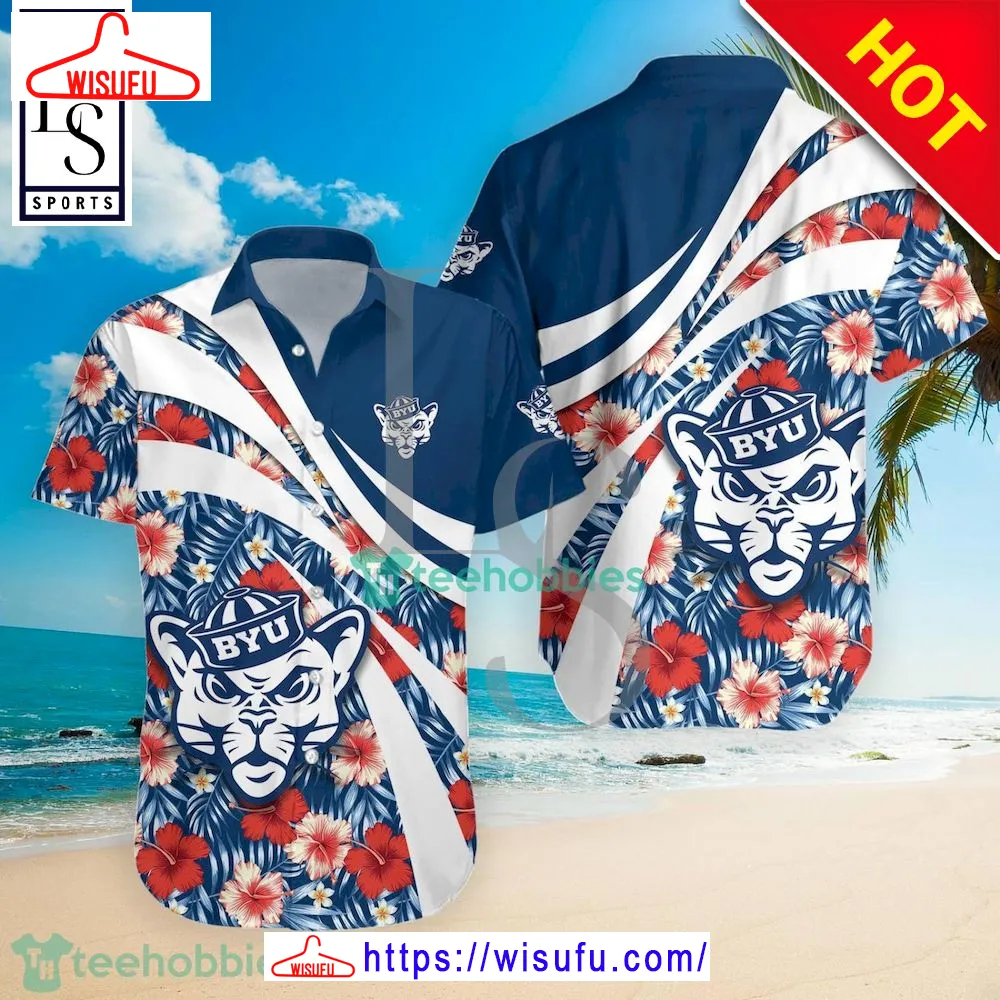 Byu Cougars Nc-aa Hibiscus Tropical Flower Hawaiian Shirt, New Fashion Gifts