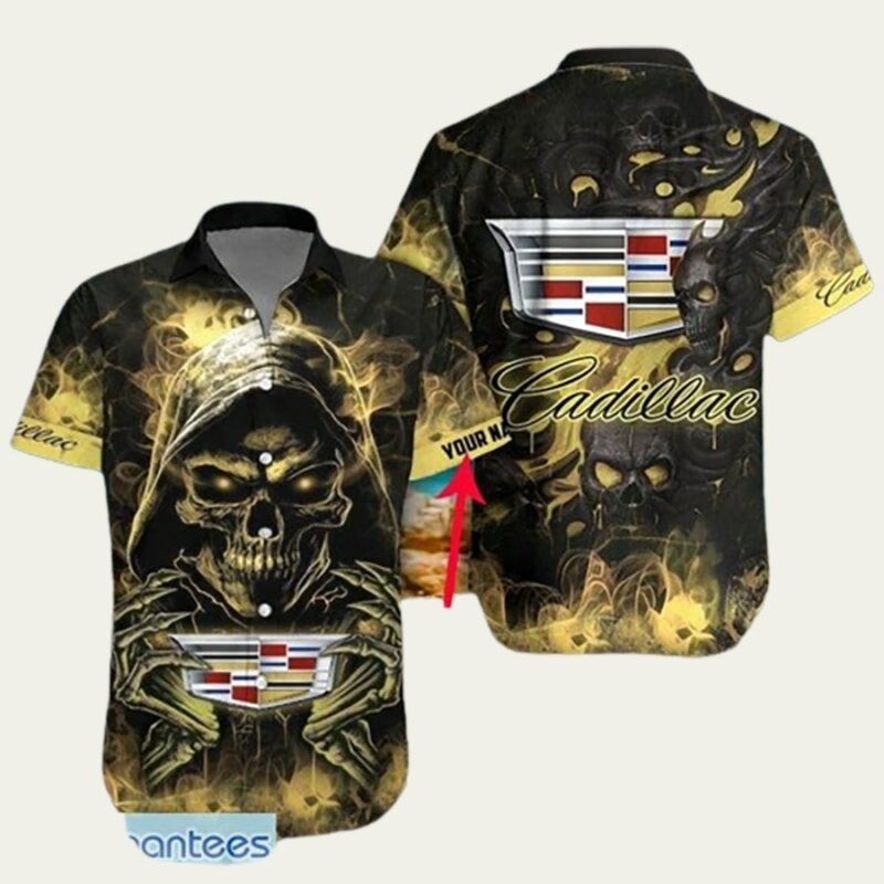 CADILLAC SKULL LOGO HAWAIIAN SHIRT