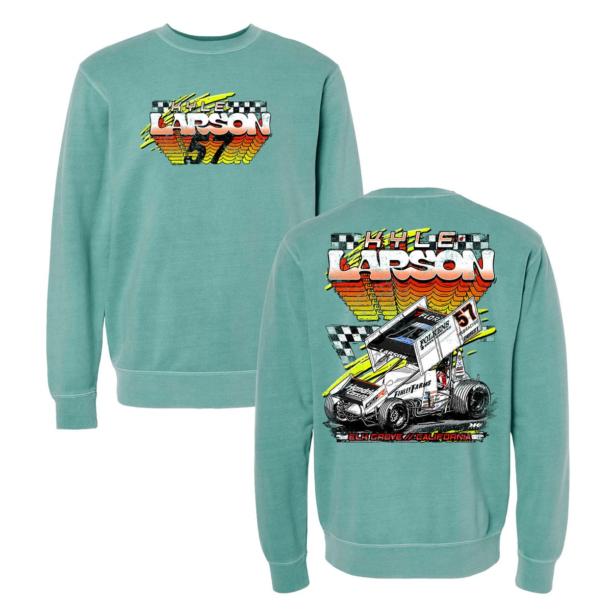 CHECKERS DESIGN- ADULT PIGMENT MINT CREWNECK SWEATSHIRT