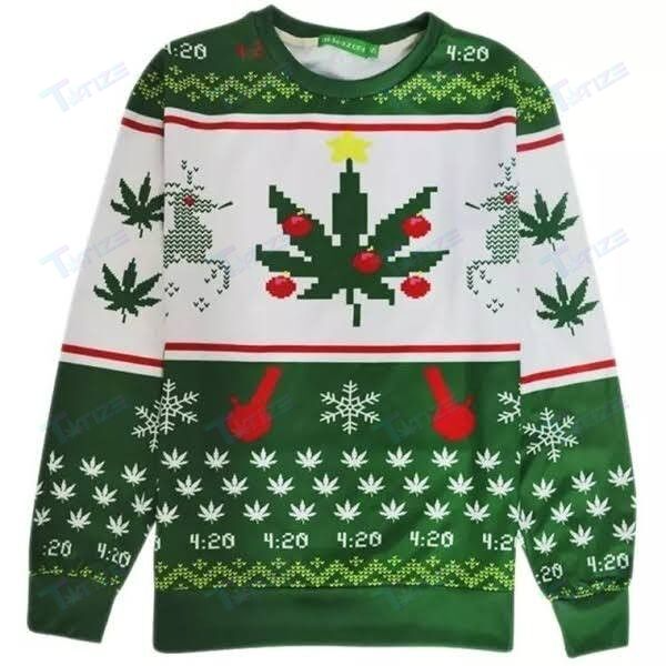 CHRISTMAS WEED LEAF SNOWFLAKE UGLY SWEATER