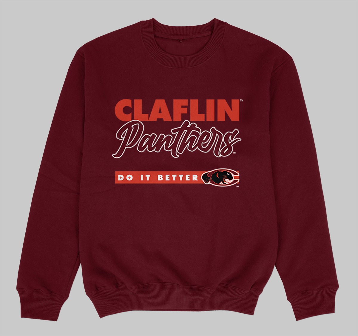 CLAFLIN DOES IT BETTER GREY SWEATSHIRT MAROON