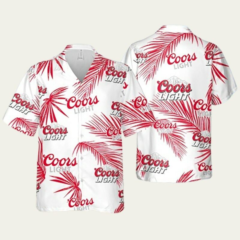 COORS LIGHT HAWAIIAN PALM LEAVES PATTERN SHIRT HAWAIIAN SHIRT