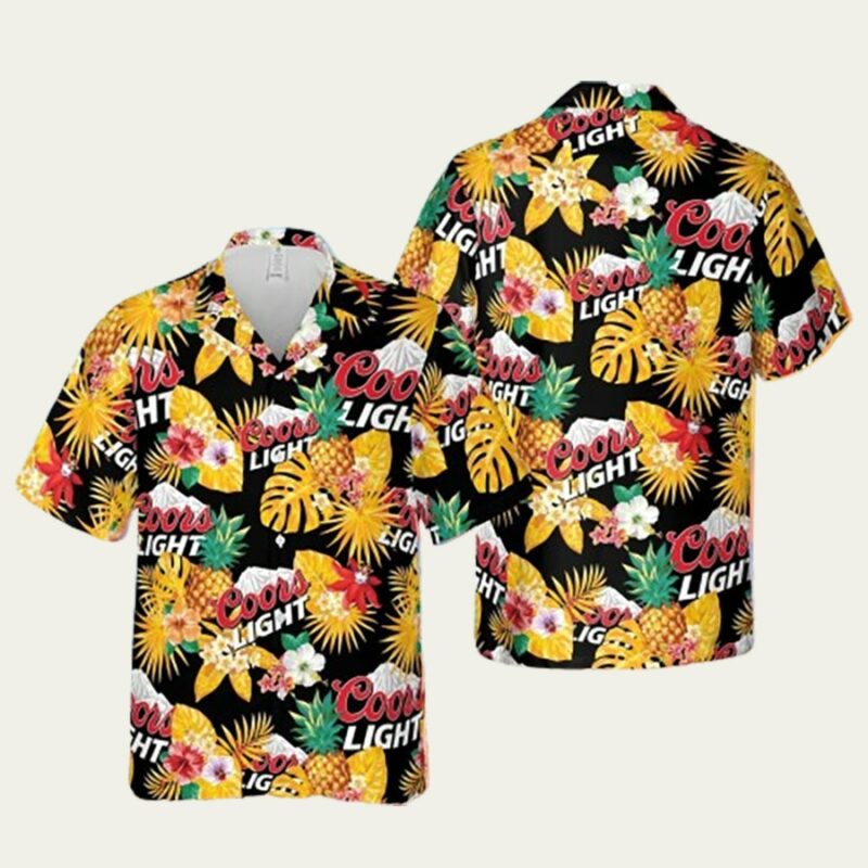 COORS LIGHT PINEAPPLE YELLOW HAWAIIAN SHIRT