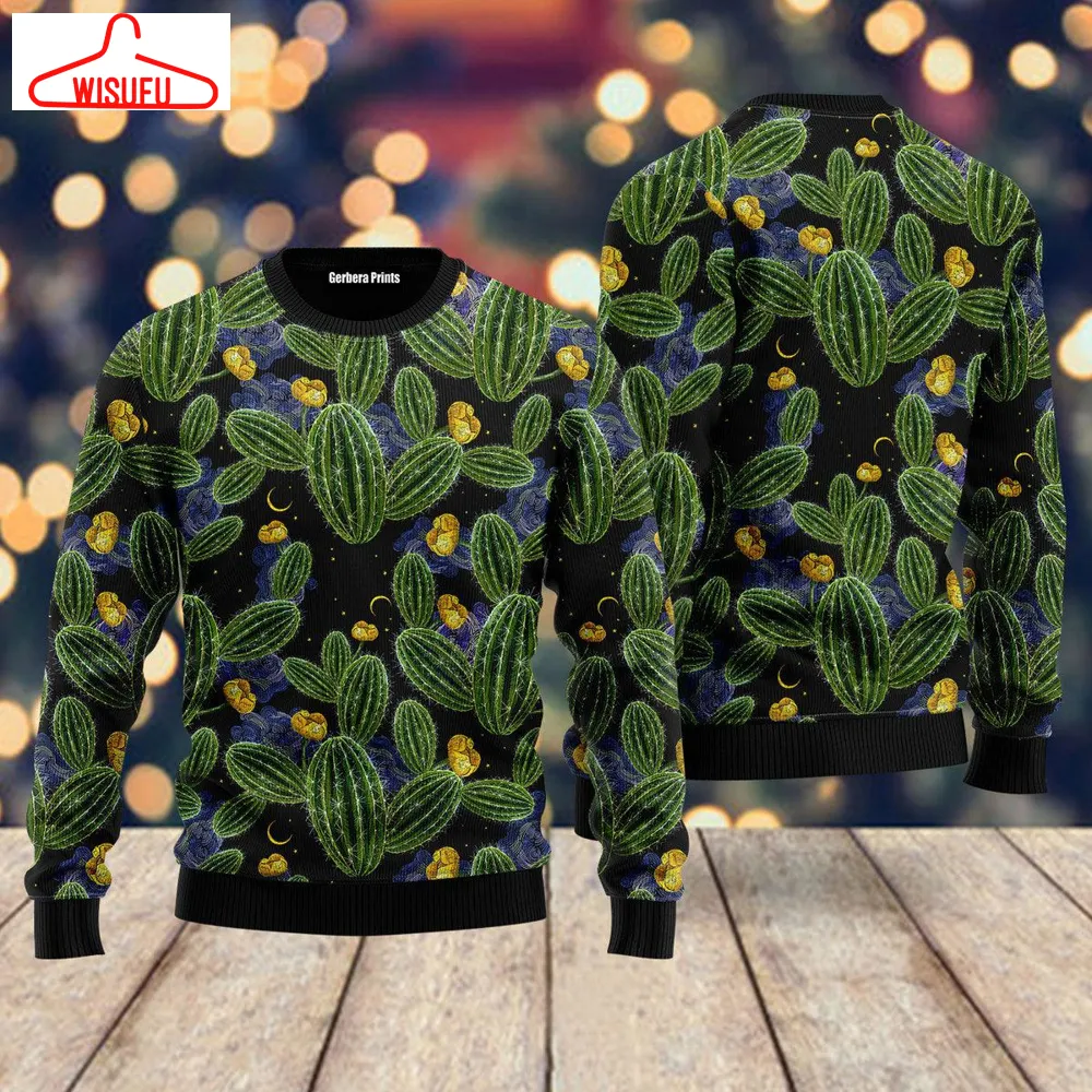 Cactus Christmas Pattern Ugly Christmas Sweater - For Men & Women - New Winter Fashion Shirt Gift For Family