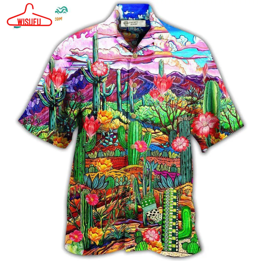 Cactus Flower On The Field Sky Hawaiian Shirt- Wisufu Aloha