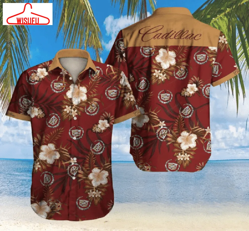 Cadillac Car Floral Tropical Hawaii 7k279 Print Short Sleeve Hawaiian Casual, New Fashion Gifts