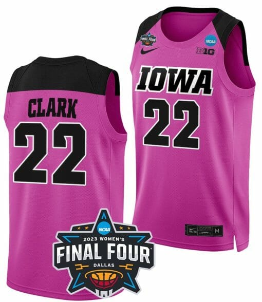 Caitlin Clark Jersey Iowa Hawkeyes College Basketball 2023 NCAA Final Four Pink #22