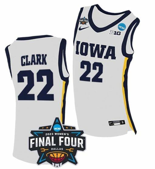 Caitlin Clark Jersey Iowa Hawkeyes College Basketball 2023 NCAA Final Four White #22