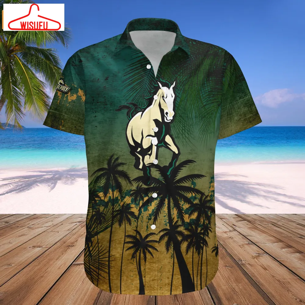 Cal Poly Mustangs Coconut Tree Tropical Grunge Hawaiian Shirt, New Fashion Gifts