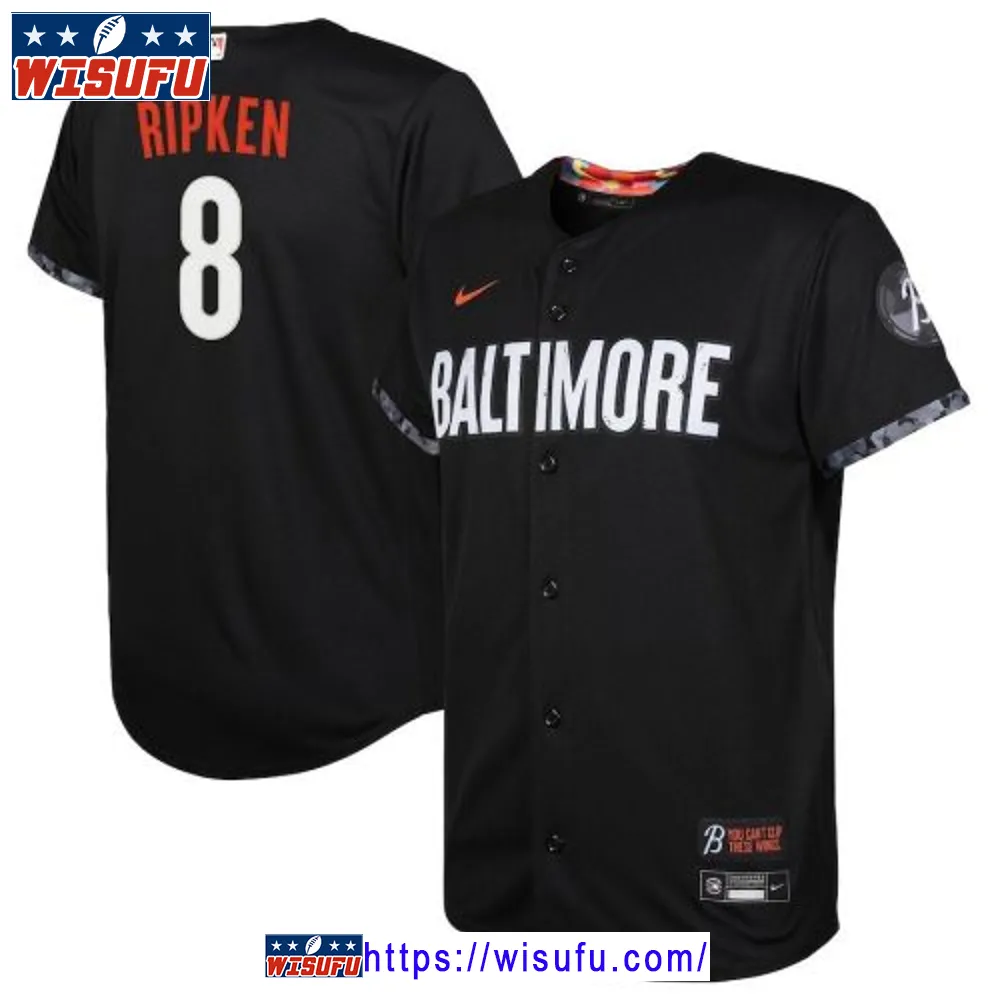 Cal Ripken 8 Baltimore Orioles Youth 2023 City Connect Jersey - Black