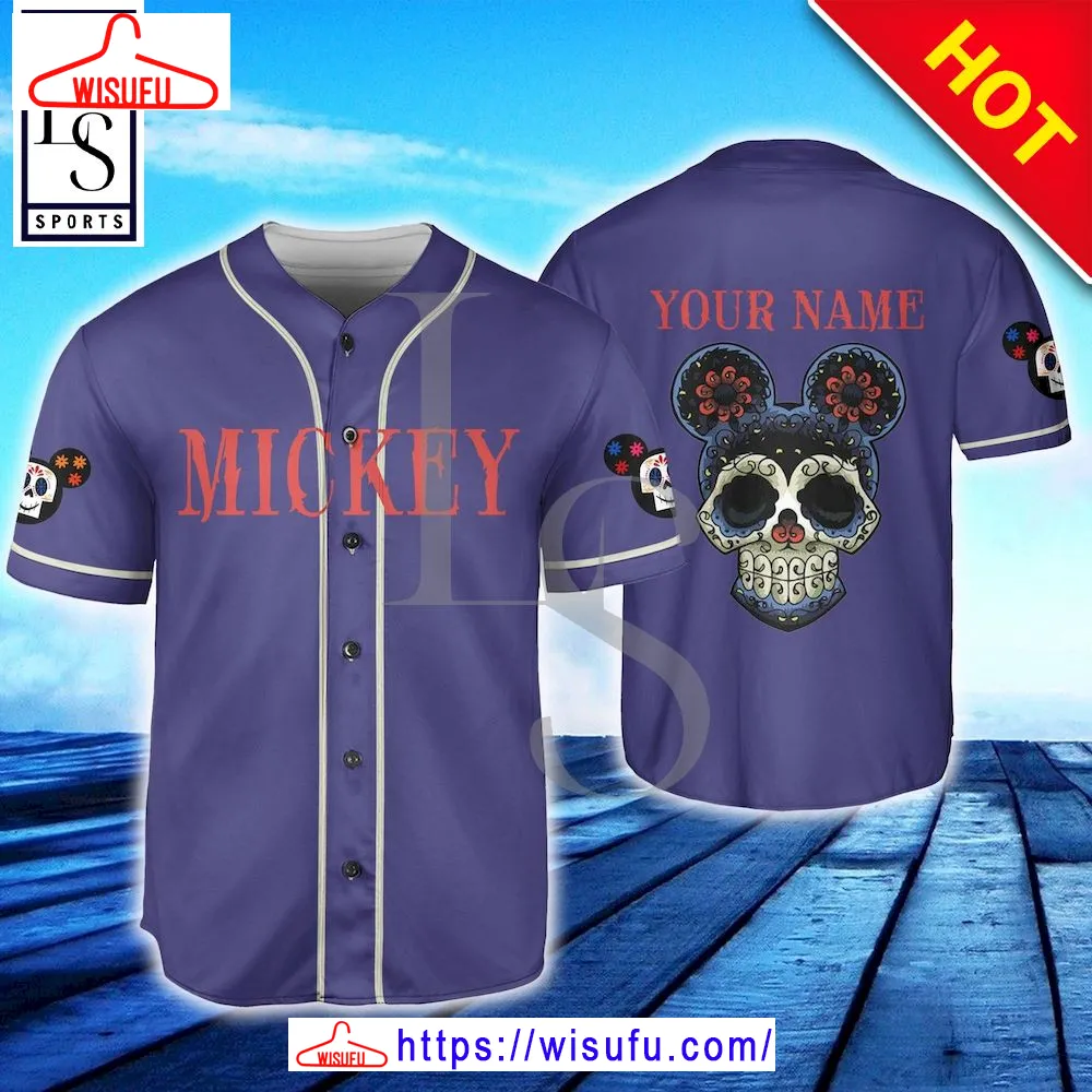 Calavera Horizontal Text Custom Name Baseball Jersey, New Fashion Gifts