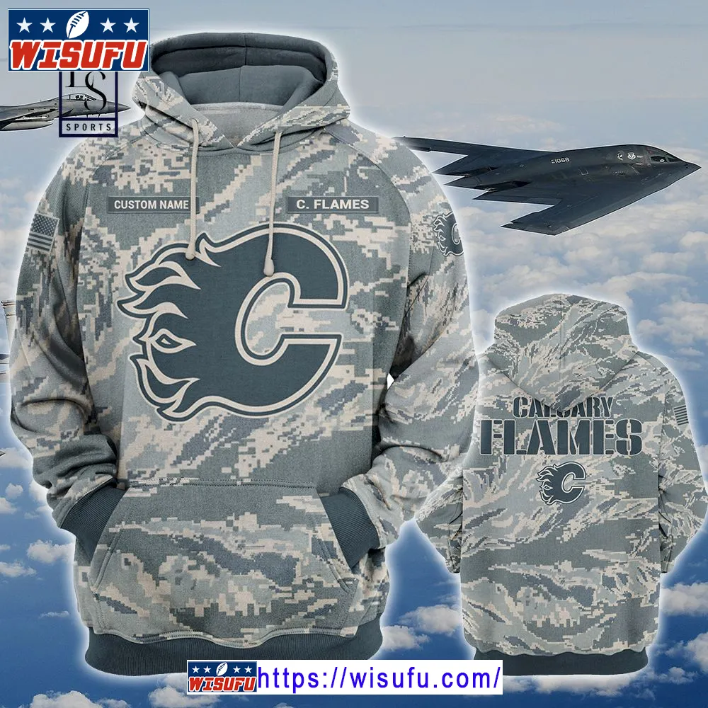 Calgary Flames Personalized Us Air Force Camo Hoodie 3d