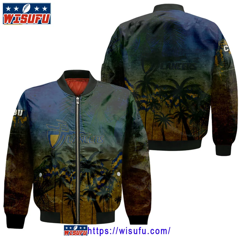 California Baptist Lancers Coconut Tree Tropical Grunge Bomber Jacket