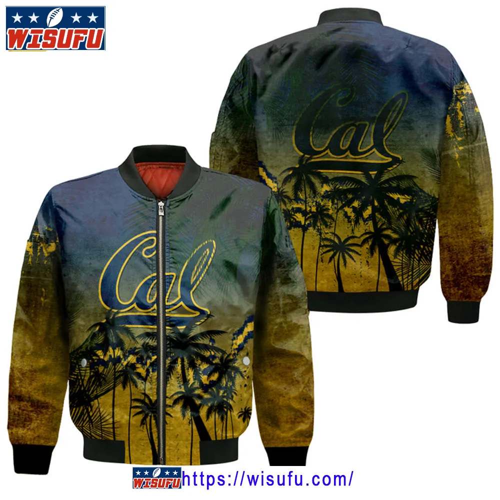 California Golden Bears Coconut Tree Tropical Grunge Bomber Jacket