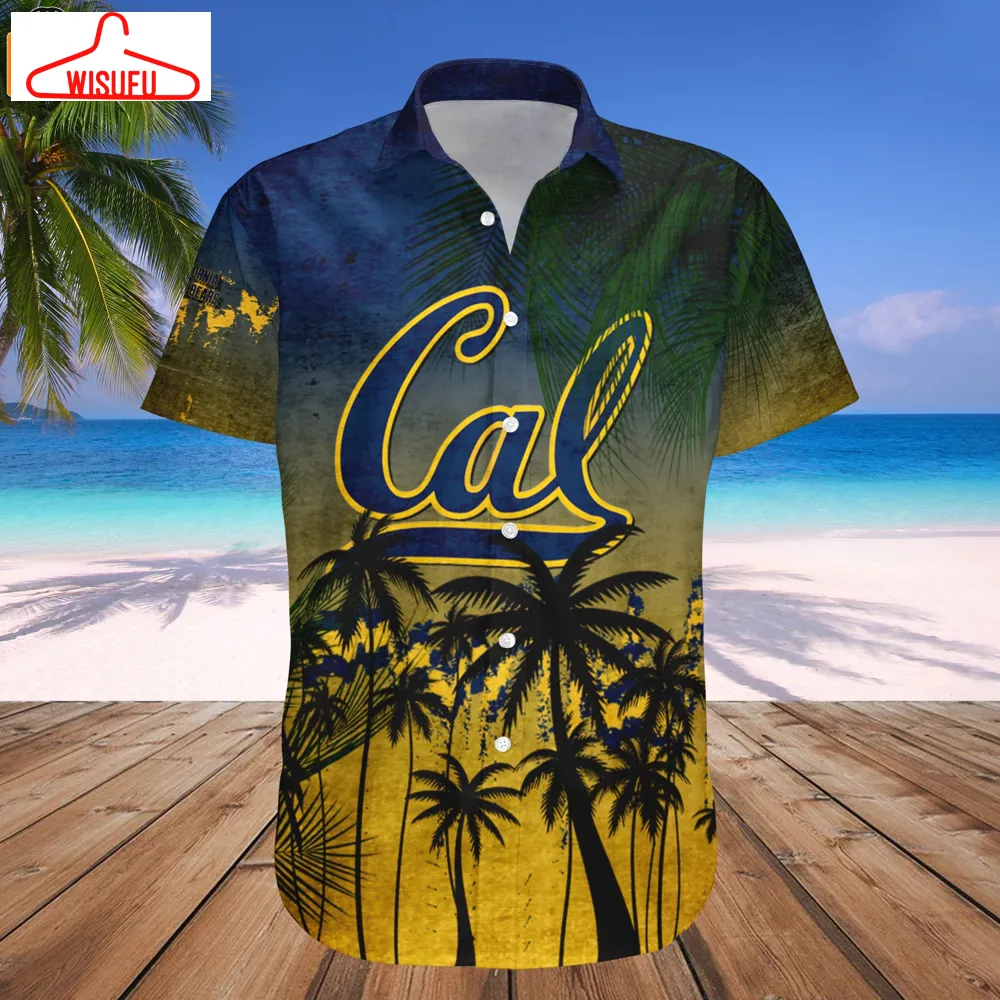 California Golden Bears Coconut Tree Tropical Grunge Hawaiian Shirt, New Fashion Gifts