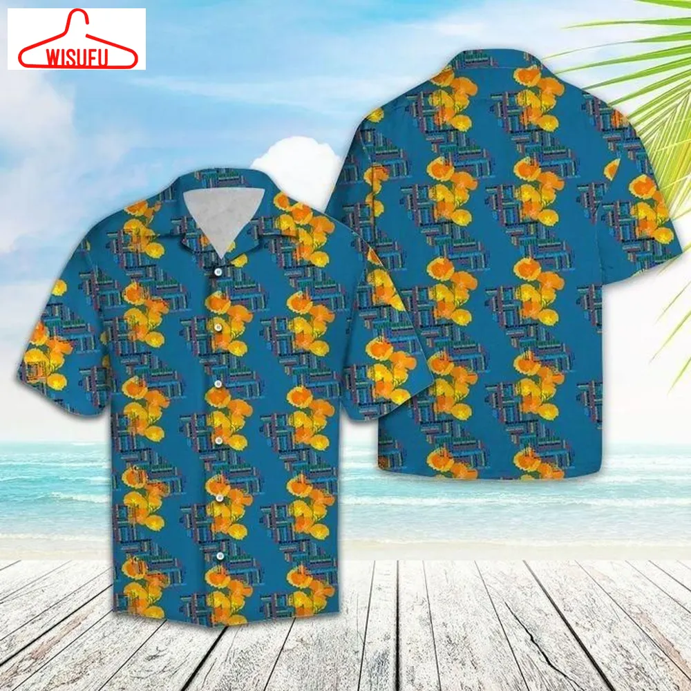 California Poppy Hawaiian Shirt - Unisex - Adult - Hw1600, New Hawaiian Holiday Outfits, New Fashion Gifts