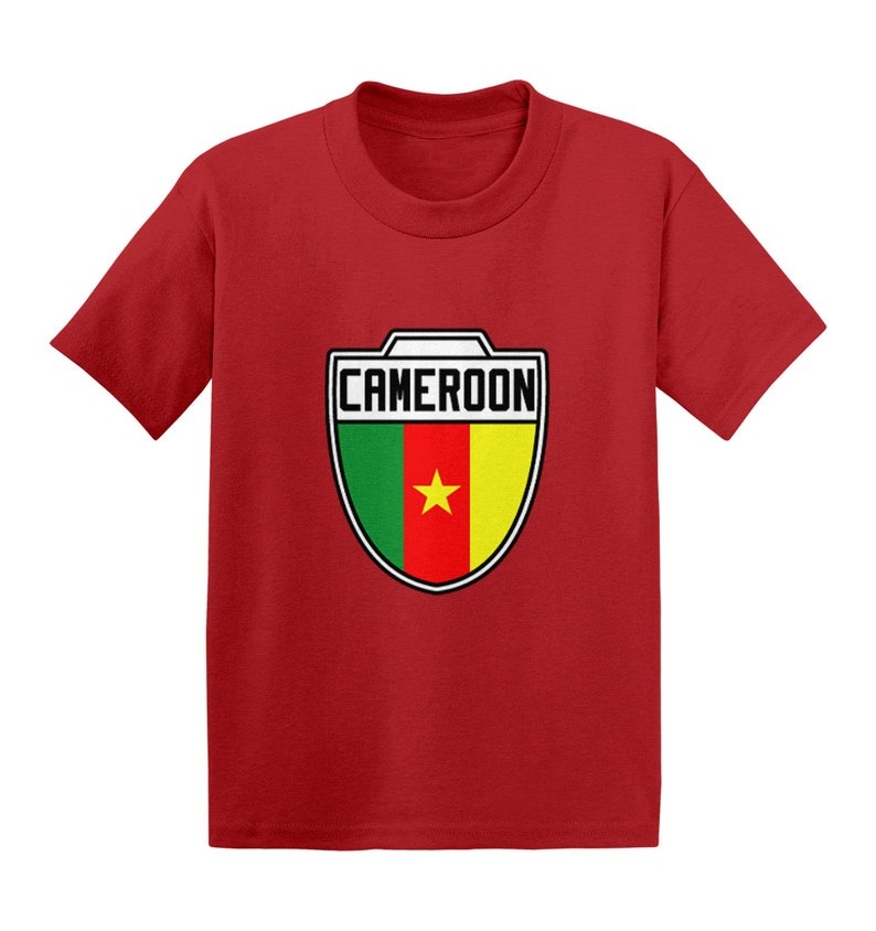 Cameroon Soccer Crest Kid's T-Shirt - Country Pride Proud Heritage Nationality Compete World Competition Represent Futbol Sports