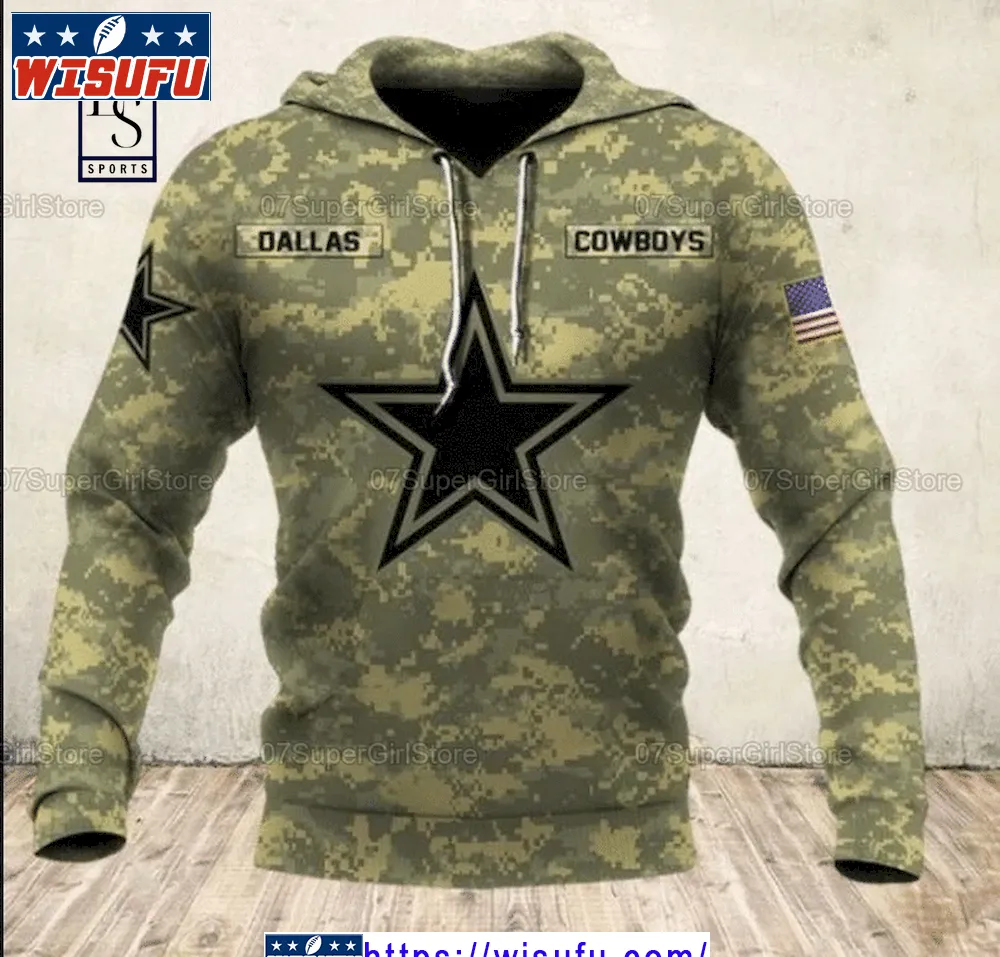 Camo Dallas Cowboys NF.L Hoodie 3d For Fans