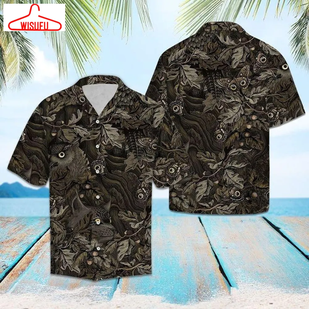 Camouflage Owl Butterfly Hawaiian Shirt