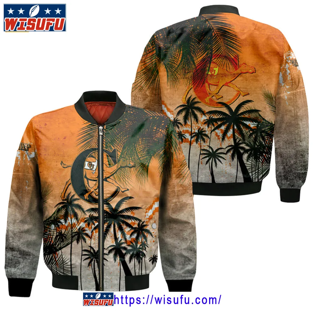 Campbell Fighting Camels Coconut Tree Tropical Grunge Bomber Jacket